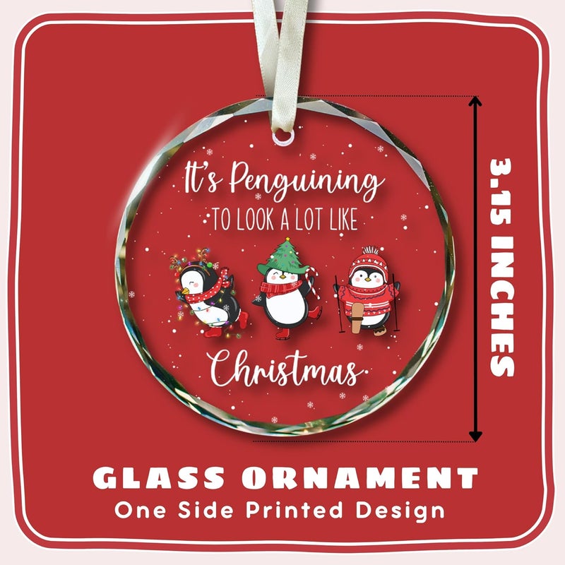 TEEBIM Penguin Ornament - Penguin Gifts for Women, Men, Lovers, Girls - Cute Penguins Ornaments for Christmas Tree, Funny Ornaments for Tree - Glass Christmas Ornament 2025 - Image 2